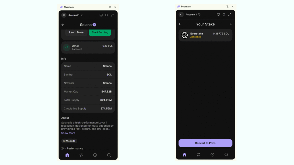 How to stake Solana Phantom Everstake